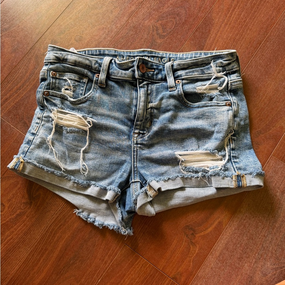 American Eagle Outfitters Distressed Light Blue Denim Cutoff Shorts